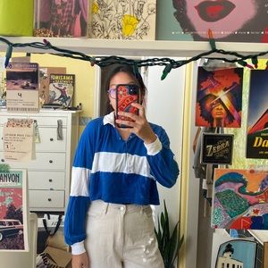 blue & white Urban Outfitters polo crop top!